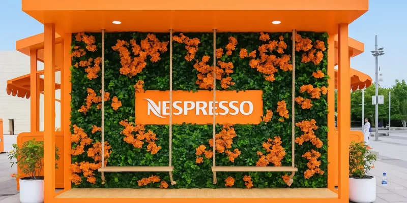 Instalación Nespresso con jardín vertical